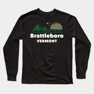 Mountain Sunset Flying Birds Outdoor Brattleboro Vermont Long Sleeve T-Shirt